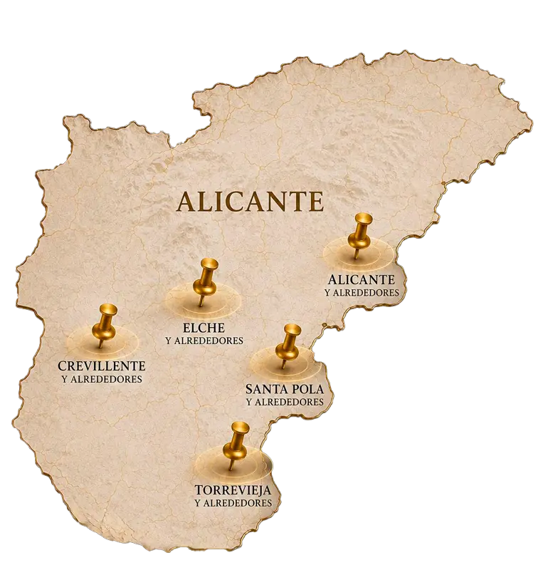 Mapa provincia de Alicante para masajes a domicilio